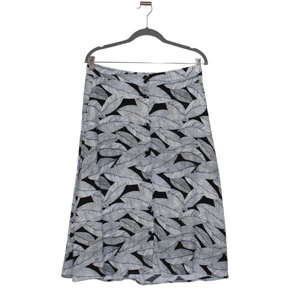 KOTON Midi Skirt Black and White Leaf Size Medium - Picture 1 of 3